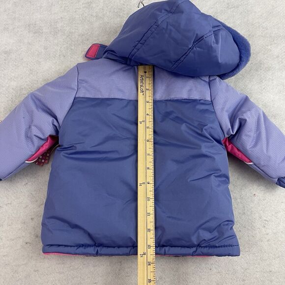 Wippette Kids NWT 18M Puffer Winter Coat Fleece Hood Pink Blue Baby With Tags - Picture 6 of 15